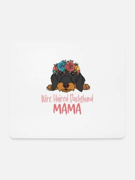 Rauhaardackel MAMA - Mousepad (Querformat) - Weiß