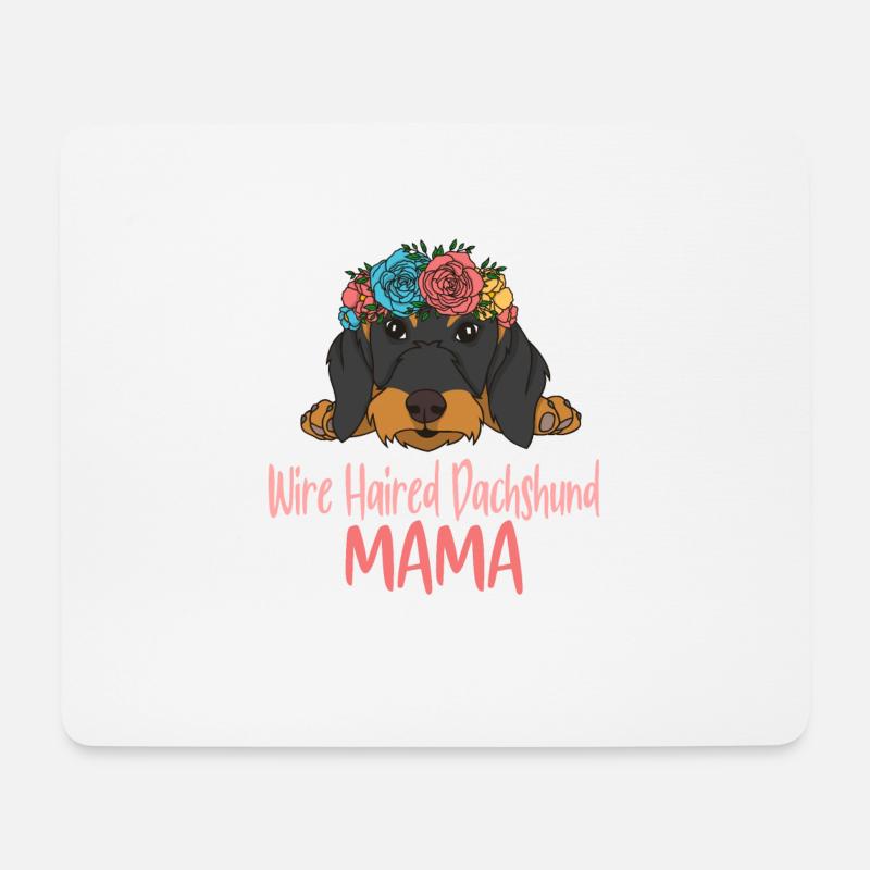 Rauhaardackel MAMA - Mousepad (Querformat) - Weiß