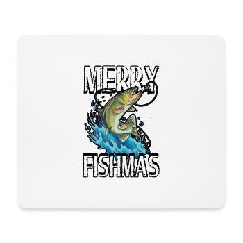 Drôle Merry Fishmas Pêche Pêcheur Pêcheur - Tapis de souris (format paysage) - blanc - Devant