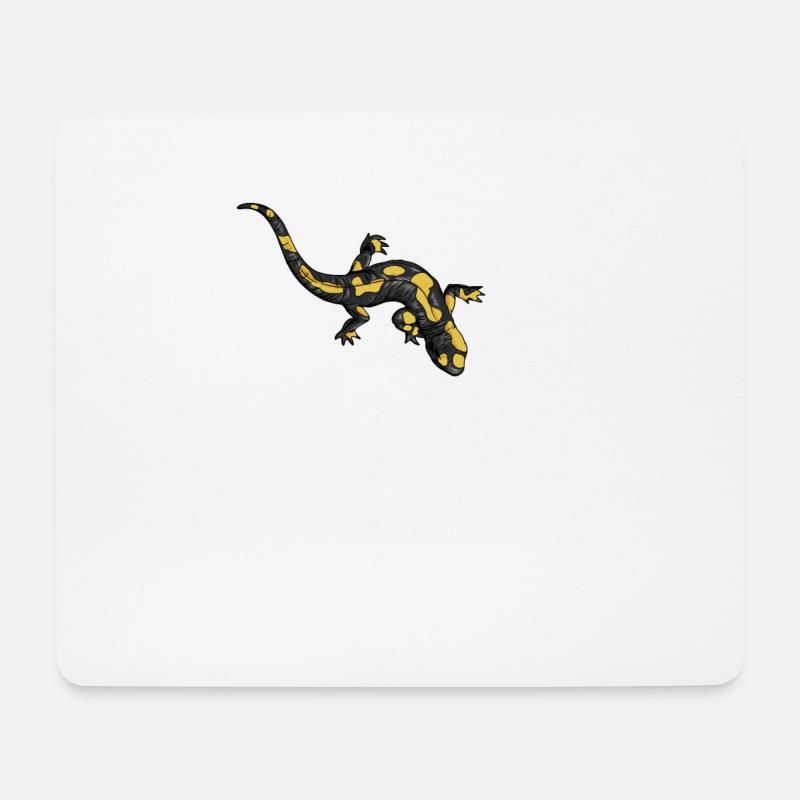 Zeichnung eines Feuersalamander - Mousepad (Querformat) - Weiß