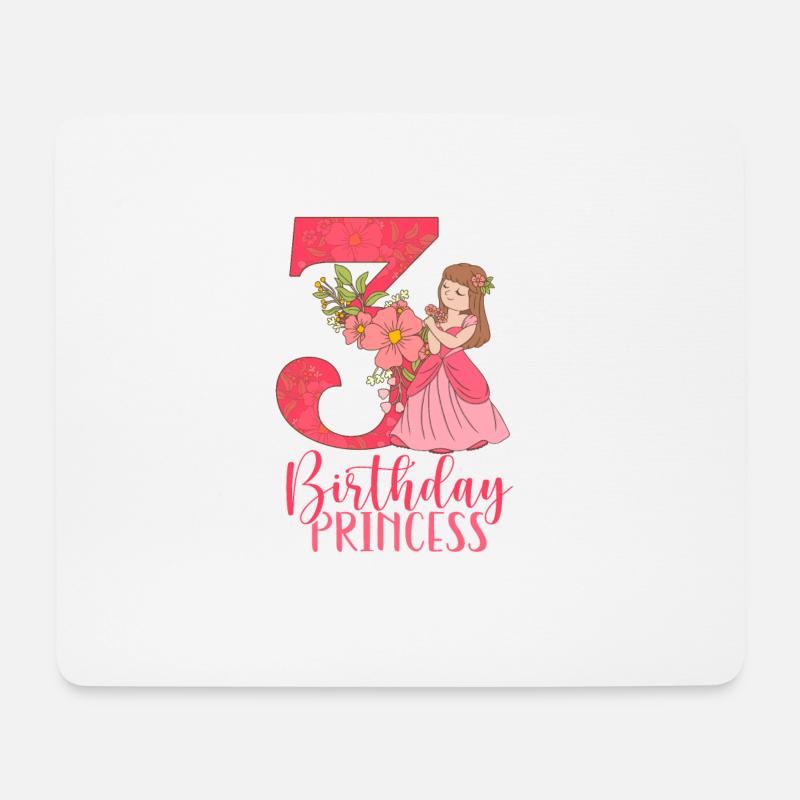 Geburtstags Prinzessin wird drei Jahre alt - Mousepad (Querformat) - Weiß