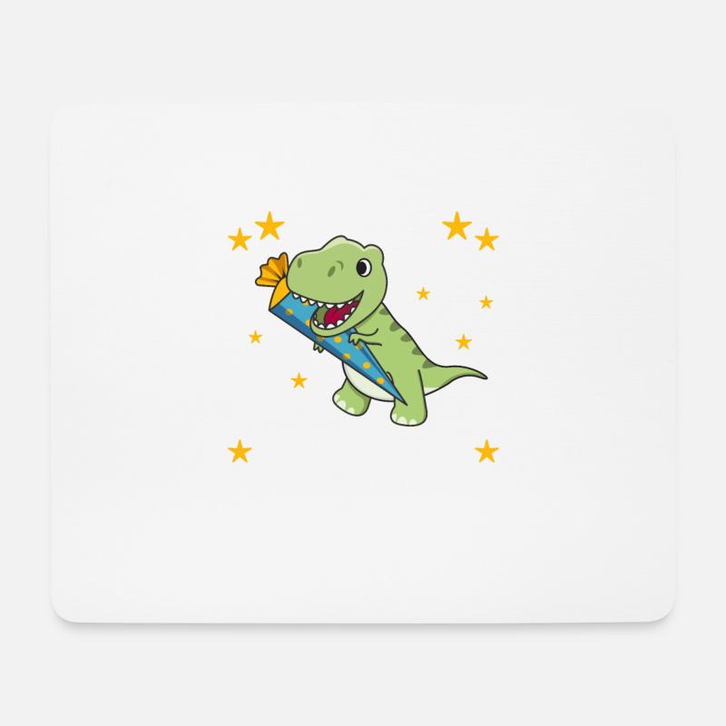 Einschulung T-Rex Schule Kinder Schultüte Dinos - Mousepad (Querformat) - Weiß