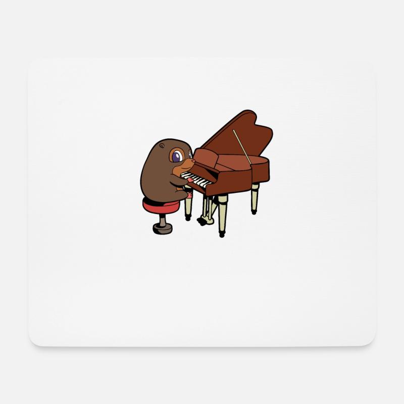 Comic Maulwurf spielt Klavier - Mousepad (Querformat) - Weiß