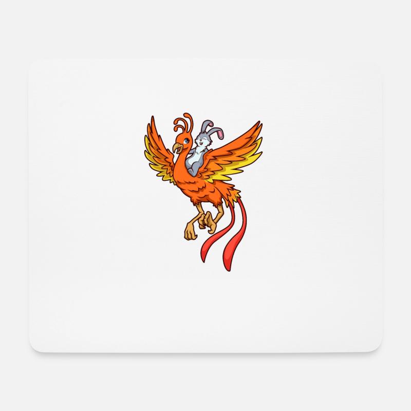 Hase reitet auf Phoenix - Mousepad (Querformat) - Weiß