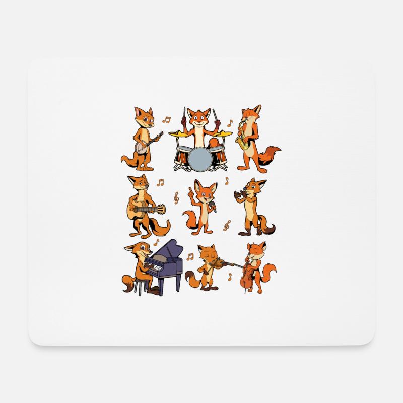 Cartoon Fuchs Big Band - Mousepad (Querformat) - Weiß