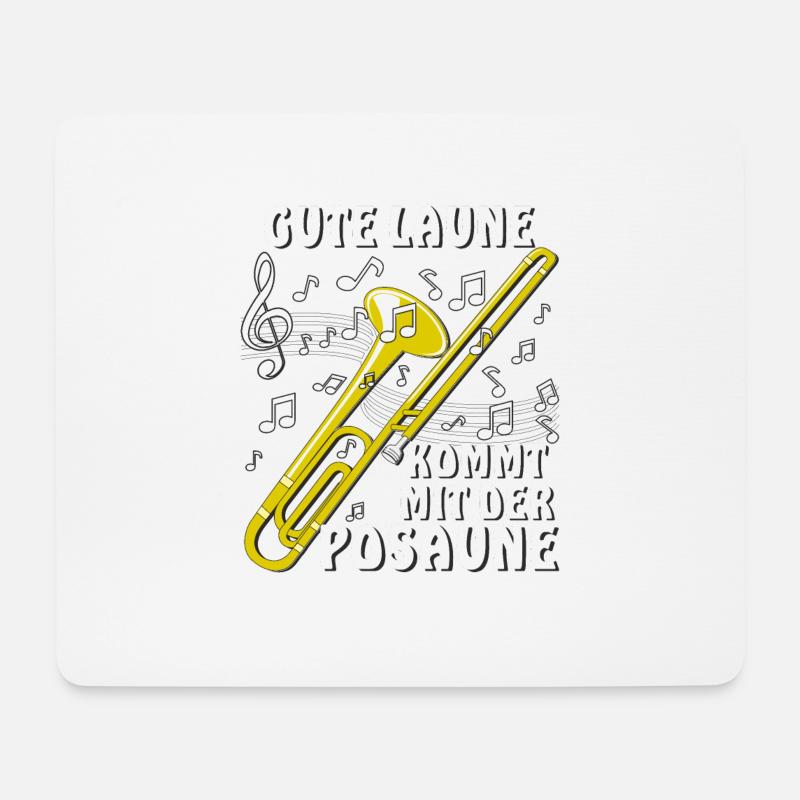 GUTE LAUNE KOMMT MIT DER POSAUNE - Mousepad (Querformat) - Weiß