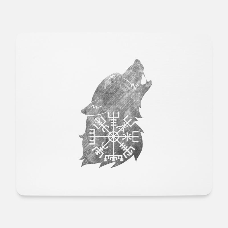 Wolf Fenrir Fabelwesen Wikinger nordischer Mythos - Mousepad (Querformat) - Weiß