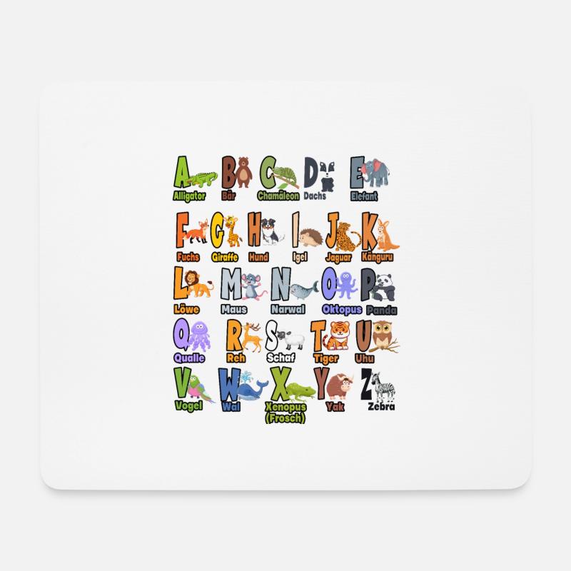 Alphabet Tiere ABCs Lernen - Mousepad (Querformat) - Weiß