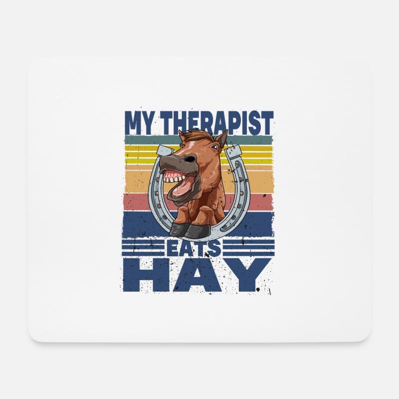 My Therapist Eats Hay - Mousepad (Querformat) - Weiß