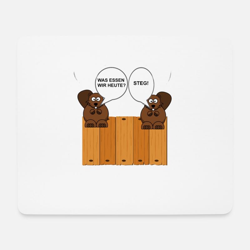 Lustiges Biber Wortspiel Steak Steg Holzbretter - Mousepad (Querformat) - Weiß