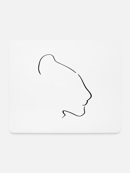 Löwin Line Art - Minimalistisch - Mousepad (Querformat) - Weiß