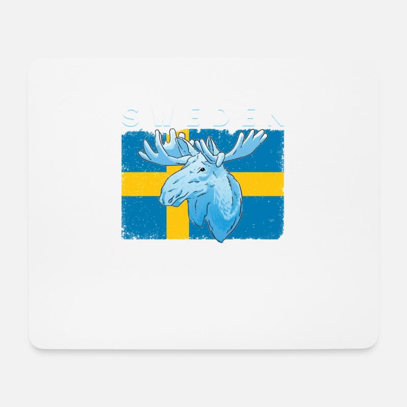 Schweden Flagge weißer Elch - Mousepad (Querformat) - Weiß