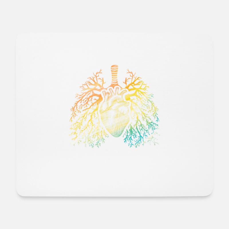 Herz & Lunge Regenbogen Bunt - Mousepad (Querformat) - Weiß