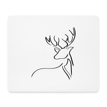 Elk Line Art - Minimaliste - Tapis de souris (format paysage) - blanc - Devant