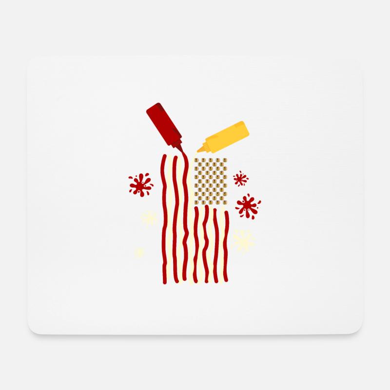 USA Flagge Ketchup Mayonnaise Grillen BBQ Burger - Mousepad (Querformat) - Weiß