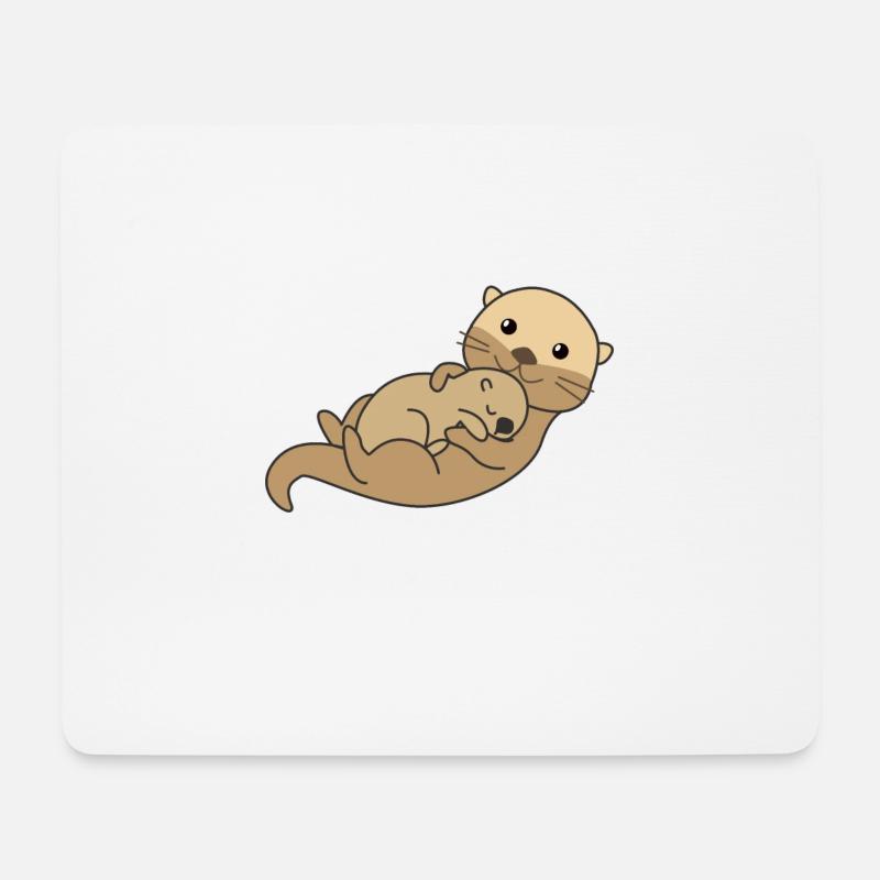 otter Mama Otter baby süße Tiere Tierfreunde - Mousepad (Querformat) - Weiß