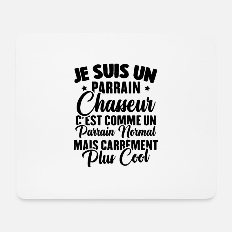 Je suis un parrain chasseur idée cadeau chasse - Tapis de souris (format paysage) - blanc