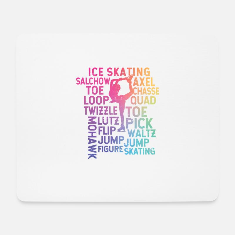 Eislaufen Thema Regenbogen Typografie Lustige - Mousepad (Querformat) - Weiß