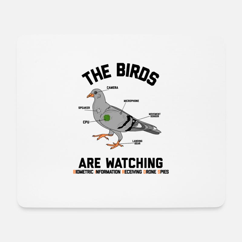Die Vögel beobachten Drohnen-Verschwörung lustig - Mousepad (Querformat) - Weiß