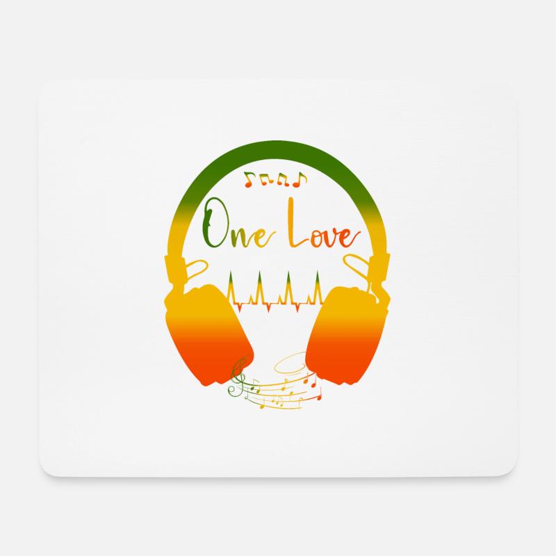Reggae One Love - Headset design - Mousepad (Querformat) - Weiß