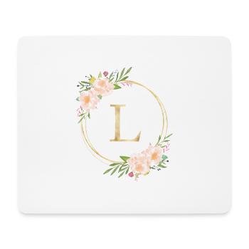 Customizable Monogram L Flowers Circle Pastel - Mouse Pad (horizontal) - white - Front