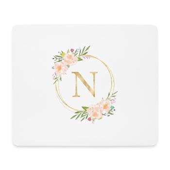 Customizable Monogram N Flowers Circle Pastel - Mouse Pad (horizontal) - white - Front