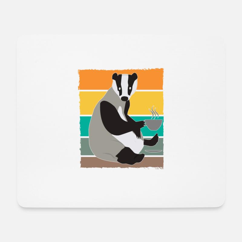 Dachs mit Heißgetränk - Mousepad (Querformat) - Weiß