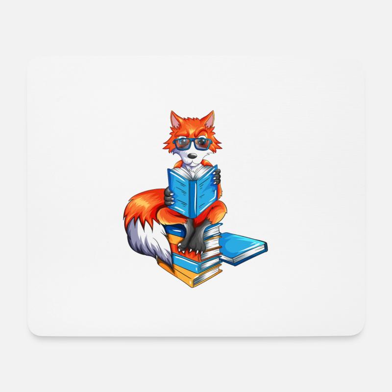 Fuchs Nerd Bücher lesen Leseratte Bibliothek Buch - Mousepad (Querformat) - Weiß