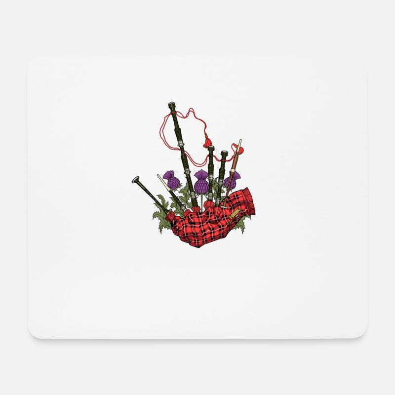 Schottische Ästhetik - Distel und Dudelsack - Mousepad (Querformat) - Weiß