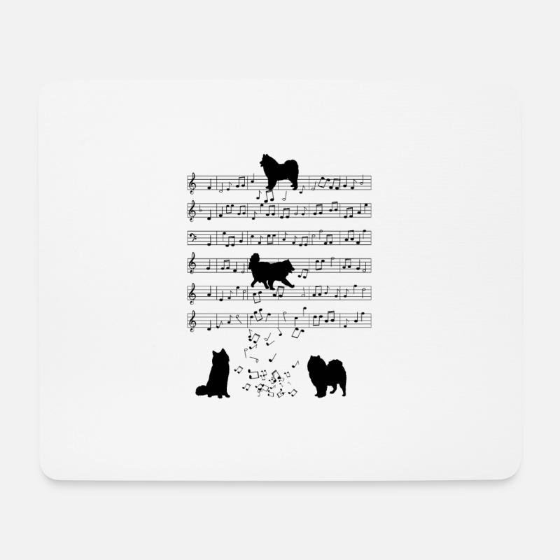 Samojede Hund Musik Noten Geschenk - Mousepad (Querformat) - Weiß