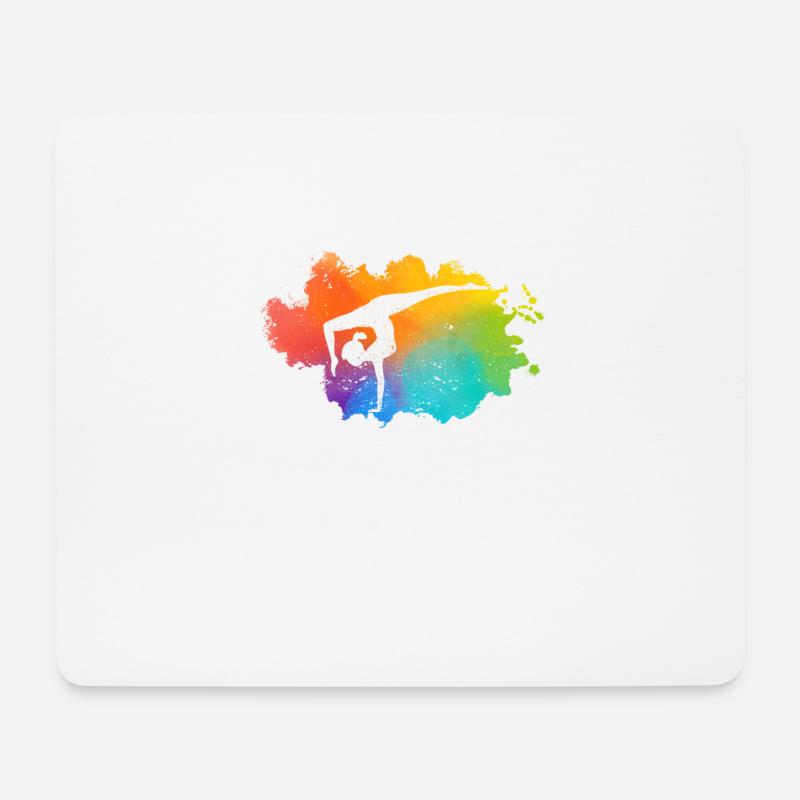 Gymnastik Regenbogenfarben Akrobatik Akro Turnerin - Mousepad (Querformat) - Weiß