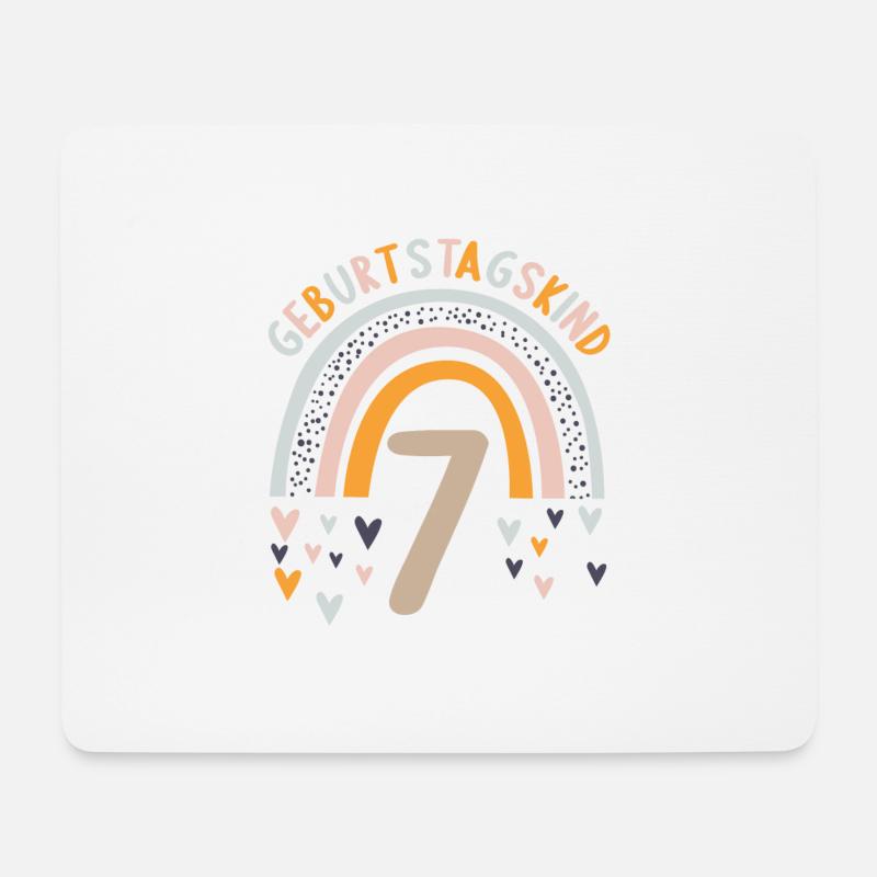 7 Jahre Rainbow Regenbogen 7. Geburtstag - Mousepad (Querformat) - Weiß