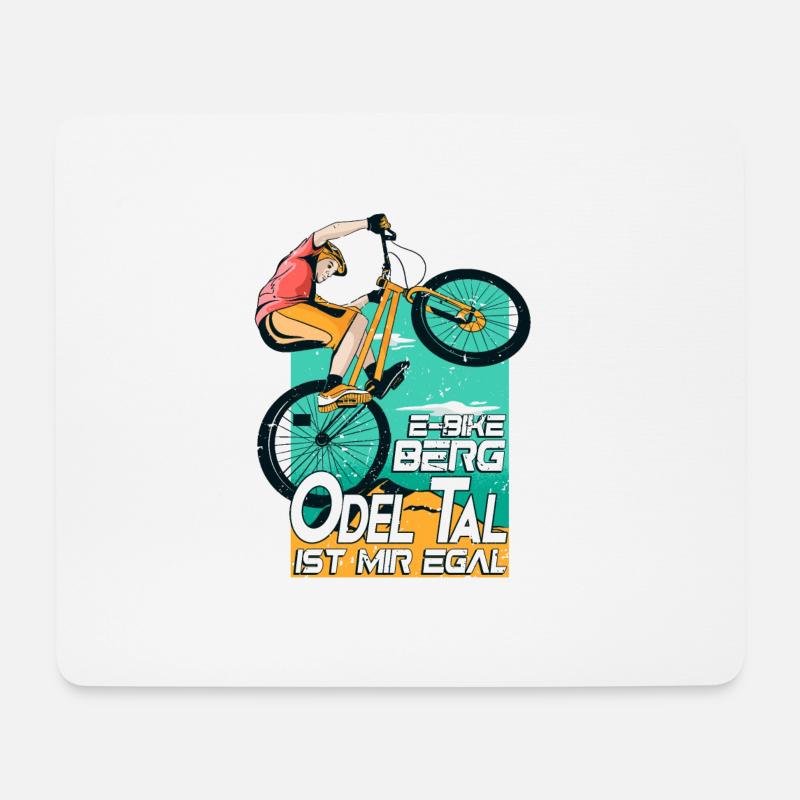 E-Bike Berg oder Tal ist mir egal Pedelec E-Bike - Mousepad (Querformat) - Weiß