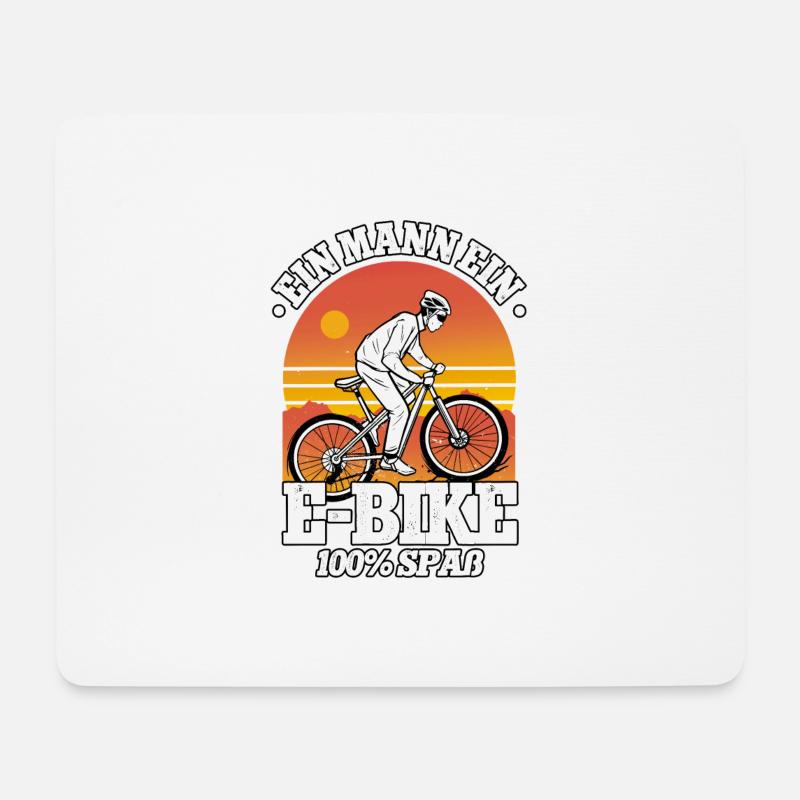 Ein Mann ein E-Bike Pedelec E-Bike - Mousepad (Querformat) - Weiß