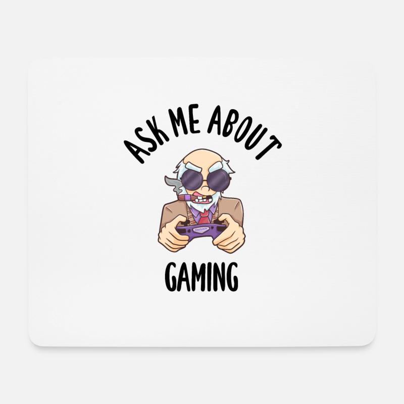 Ask Me About Gaming - Mousepad (Querformat) - Weiß
