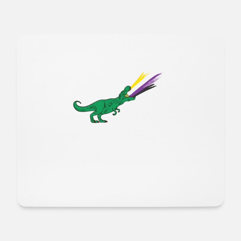 LGBTQ Nicht -binäre Flagge - Dinosaurier - Mousepad (Querformat) - Weiß