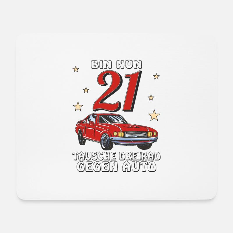 AUTO GEBURTSTAG BIN NUN 21 - Mousepad (Querformat) - Weiß