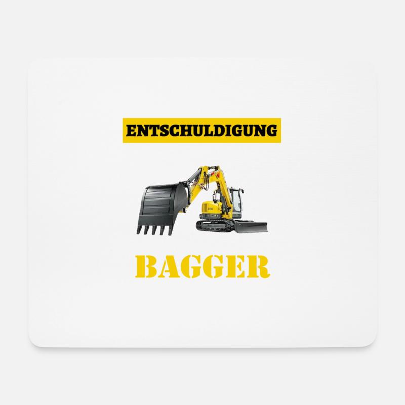 Entschuldige dass ich zu spät bin ich habe Bagger - Mousepad (Querformat) - Weiß