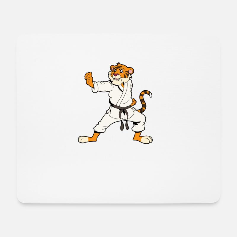 Comic Tiger macht Karate - Mousepad (Querformat) - Weiß