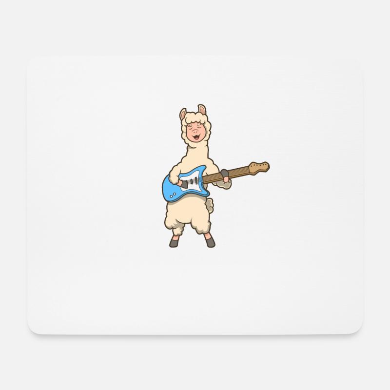 Comic Lama spielt E-Gitarre - Mousepad (Querformat) - Weiß