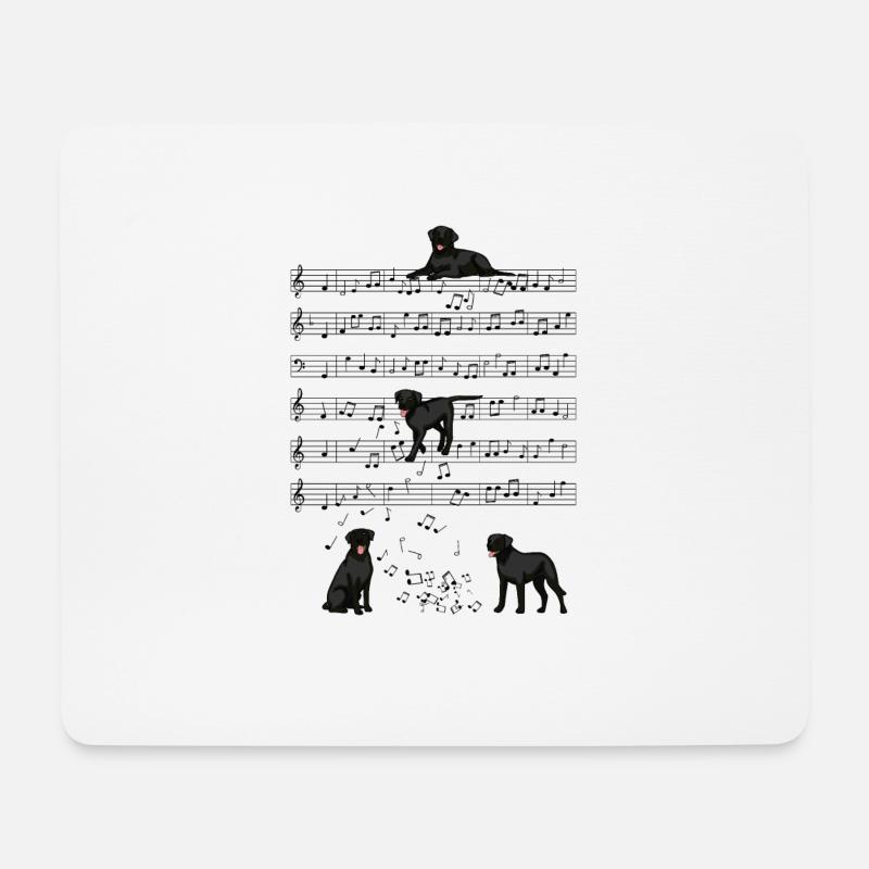 Schwarzer Labrador Hund Musik Noten Geschenk - Mousepad (Querformat) - Weiß