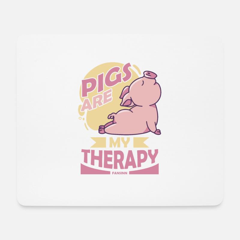 Schwein - Mousepad (Querformat) - Weiß