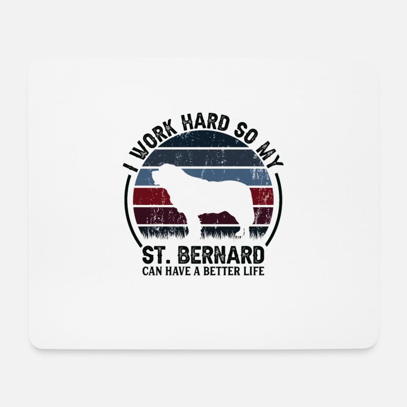 Travailler dur - Retro St. Bernard - Tapis de souris (format paysage) - blanc