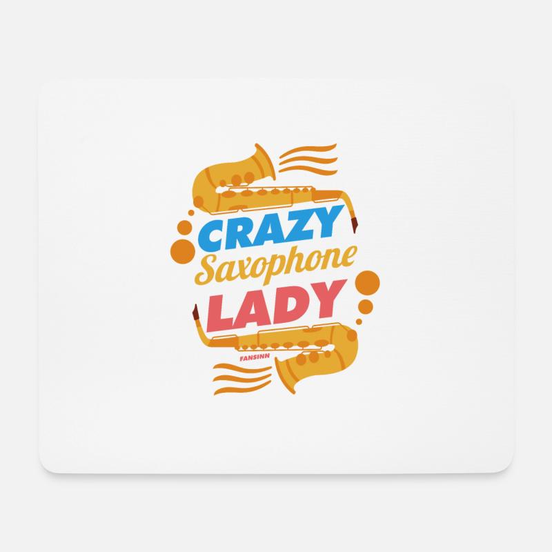 Crazy Saxophone Lady - Mousepad (Querformat) - Weiß