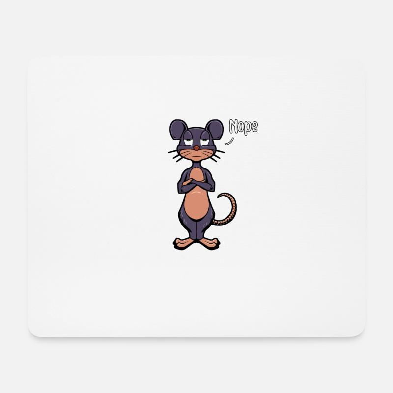 Maus Neinsager - Nope - Mousepad (Querformat) - Weiß