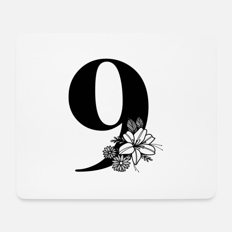 Zahl 9 - Mousepad (Querformat) - Weiß