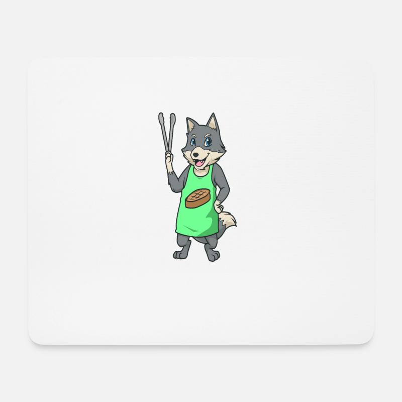 Wolf ist Grillmeister - Mousepad (Querformat) - Weiß