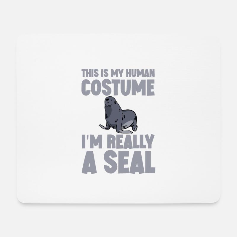 This Is My Human Costume, I'm Really A Seal - Mousepad (Querformat) - Weiß