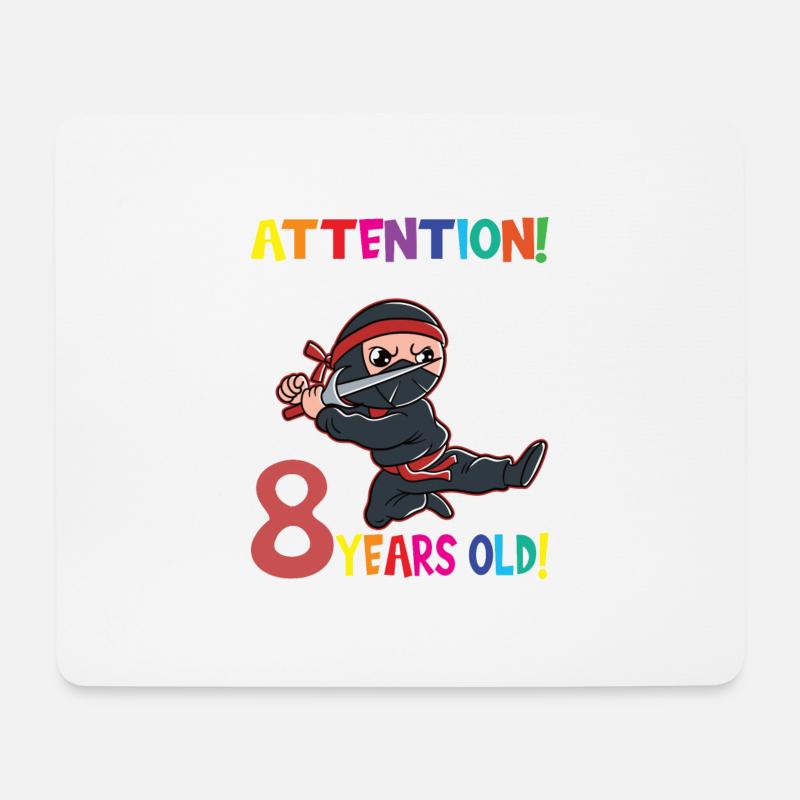 Ninja Birthday I Am Now 8 Years Old - Mousepad (Querformat) - Weiß