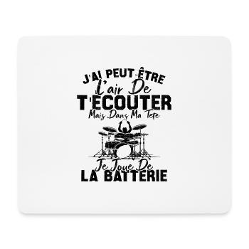 Dans Ma Tête Je Joue De La Batterie Batteur Cadeau - Tapis de souris (format paysage) - blanc - Devant